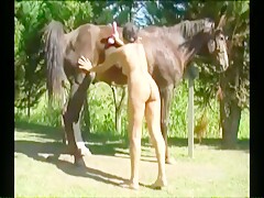Awesome brunette full penetration with large horse